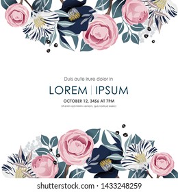 Vector illustration of a beatiful floral frame in spring for Wedding, anniversary, birthday and party. Design for banner, poster, card, invitation and scrapbook 