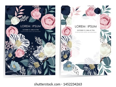 Vector illustration of beatiful floral frame set in spring for Wedding, anniversary, birthday and party. Design for banner, poster, card, invitation and scrapbook 