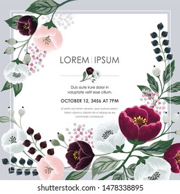 Vector illustration of a beatiful floral frame in summer for Wedding, anniversary, birthday and party. Design for banner, poster, card, invitation and scrapbook 
