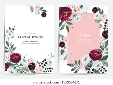 Vector illustration of a beatiful floral frame set in summer for Wedding, anniversary, birthday and party. Design for banner, poster, card, invitation and scrapbook
