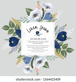 Vector illustration of a beatiful floral frame in winter for Wedding, anniversary, birthday and party. Design for banner, poster, card, invitation and scrapbook 