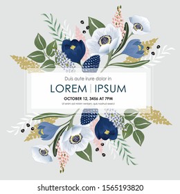 Vector illustration of a beatiful floral frame in winter for Wedding, anniversary, birthday and party. Design for banner, poster, card, invitation and scrapbook 
