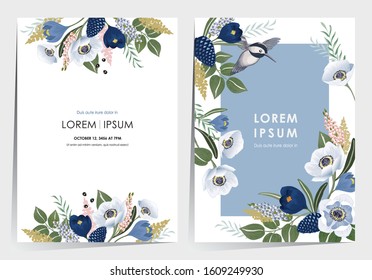 Vector illustration of a beatiful floral frame set for Wedding, anniversary, birthday and party. Design for banner, poster, card, invitation and scrapbook 
