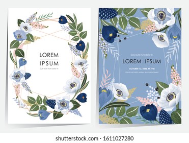 Vector illustration of a beatiful floral frame set for Wedding, anniversary, birthday and party. Design for banner, poster, card, invitation and scrapbook