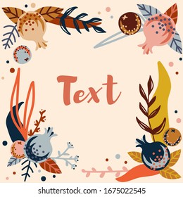 Ilustración vectorial de un bello marco floral en primavera. Diseño para banner, afiche, tarjeta, invitación y libro de recortes. Eps10. Marco de Berry.