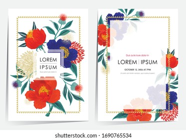 Vector illustration of a beatiful floral frame set for Wedding, anniversary, birthday and party. Design for banner, poster, card, invitation and scrapbook 
