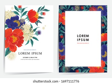 Dibujo vectorial de un bello marco floral para matrimonio, aniversario, cumpleaños y fiesta. Diseño para banner, afiche, tarjeta, invitación y libro de texto
