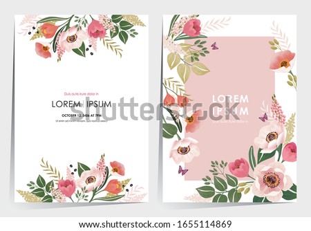 Vector illustration of a beatiful floral frame set for Wedding, anniversary, birthday and party. Design for banner, poster, card, invitation and scrapbook 
