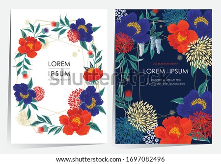 Vector illustration of a beatiful floral frame set for Wedding, anniversary, birthday and party. Design for banner, poster, card, invitation and scrapbook 
