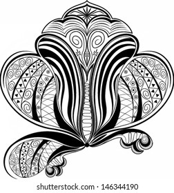 Vector illustration of beautiful abstract black flower.
