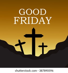 Vector illustration of beautiful abstract three cross for Good Friday with background.