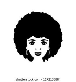 Vector illustration with a beautiful afro american woman in black and white colors. Perfect for logos, posters, banners, etc.