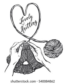 Vector illustration. Beautiful art knitting hat. Handmade tattoos, prints on T-shirts,postcard, coloring for children and adults