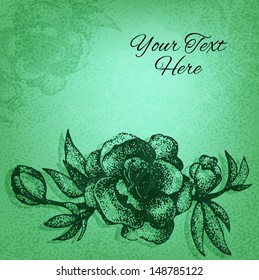 Vector illustration with a beautiful artistic cherry blossom. Green colors