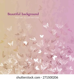 Vector illustration of a beautiful background of butterflies