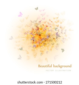 Vector illustration of a beautiful background of butterflies