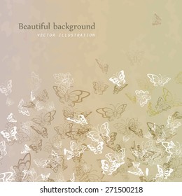 Vector illustration of a beautiful background of butterflies