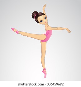 Vector illustration of beautiful ballerina dancing on pointe