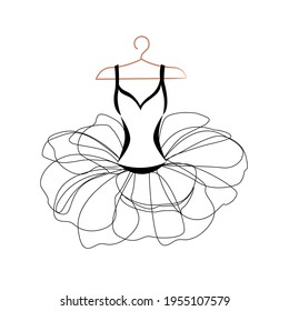 Vector illustration of a beautiful ballet tutu on a hanger for decorating a flyer, poster, invitation or social media