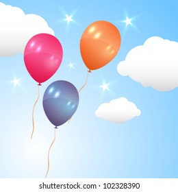 Vector illustration of beautiful balloons flying in the air