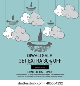 Vector illustration of a Beautiful Banner for Diwali offer.