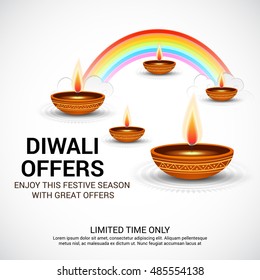 Vector illustration of a Beautiful Banner for Diwali offer.