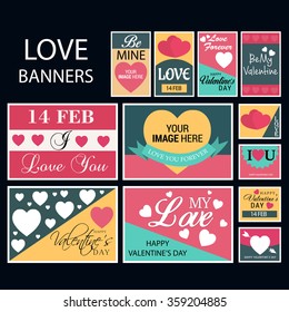 Vector illustration of a beautiful banner set for Happy Valentines Day .