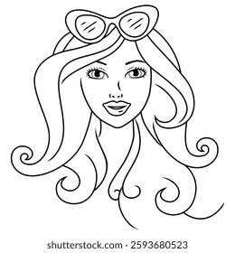 vector illustration of beautiful barbie doll icon 02