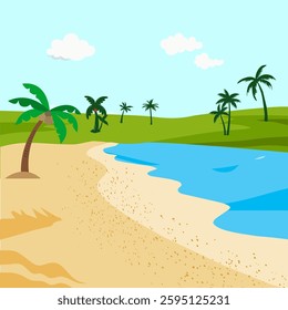 vector illustration of a beautiful beach