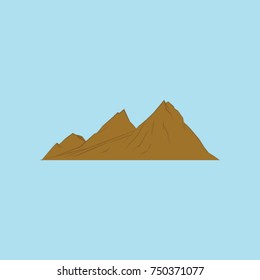 vector illustration of beautiful big brown mountain for object and background design, flat design, a brown mountain for background