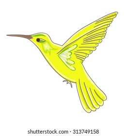 Vector illustration with beautiful bird in green colors