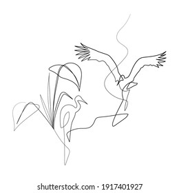 Vector Illustration of Beautiful Bird Line Art Drawing. Good for Cover, Poster, T-Shirt, Graphic Design Print, and others.