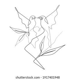 Vector Illustration of Beautiful Bird Line Art Drawing. Good for Cover, Poster, T-Shirt, Graphic Design Print, and others.