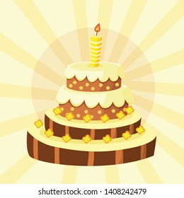 vector illustration with a beautiful birthday cake