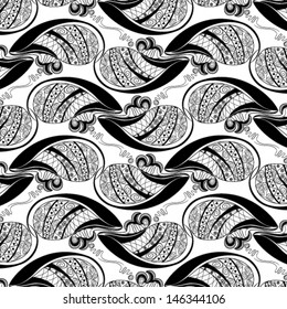 Vector illustration of beautiful black seamless geometrical monochrome pattern on white background