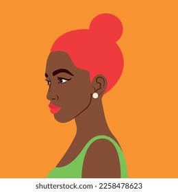 Vector illustration of beautiful black woman. African American pretty girl