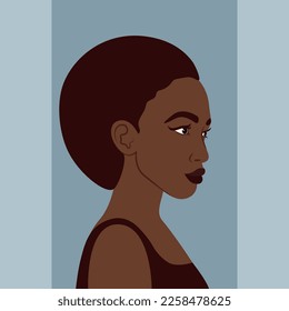 Vector illustration of beautiful black woman. African American pretty girl