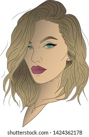 Vector illustration of a beautiful blonde haired woman