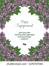 Vector illustration beautiful blossom leaf floral frame for invitation happy engagement hand drawn