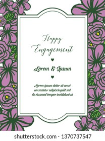 Vector illustration beautiful blossom leaf floral frame for invitation happy engagement hand drawn