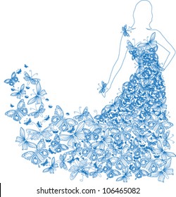 Vector illustration of beautiful blue bride