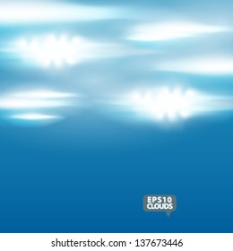Vector illustration of beautiful blue sky with clouds