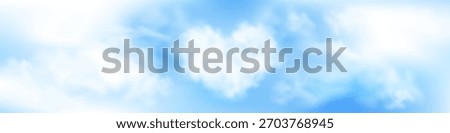Vector illustration of a beautiful blue sky with realistic clouds. heart-shaped clouds. Captivating panoramic view with soft and natural cloud formations. Perfect for backgrounds, web, design projects