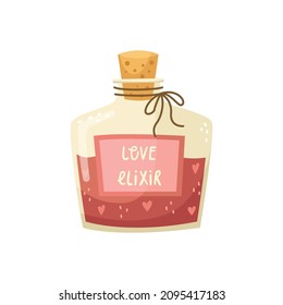 Vector illustration of a beautiful bottle with a love elixir for Valentine's day.