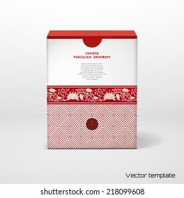 Vector illustration. Beautiful box with a floral chinese ornaments and place for your text.