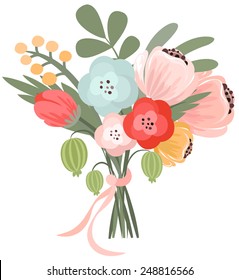 Vector illustration of beautiful bridal bouquet
