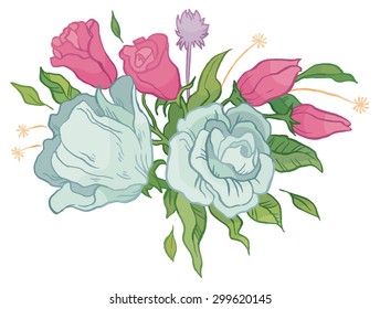 Vector illustration of beautiful bridal bouquet