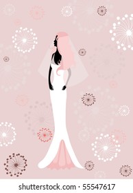 Vector illustration with beautiful bride