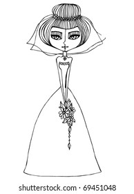 vector Illustration of beautiful bride