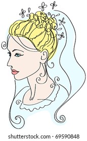 Vector illustration of beautiful bride